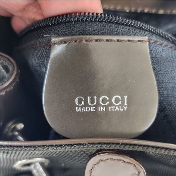 Gucci Bamboo Backpack Nylon Enamel Brown Made In Italy 8x8 main image 7